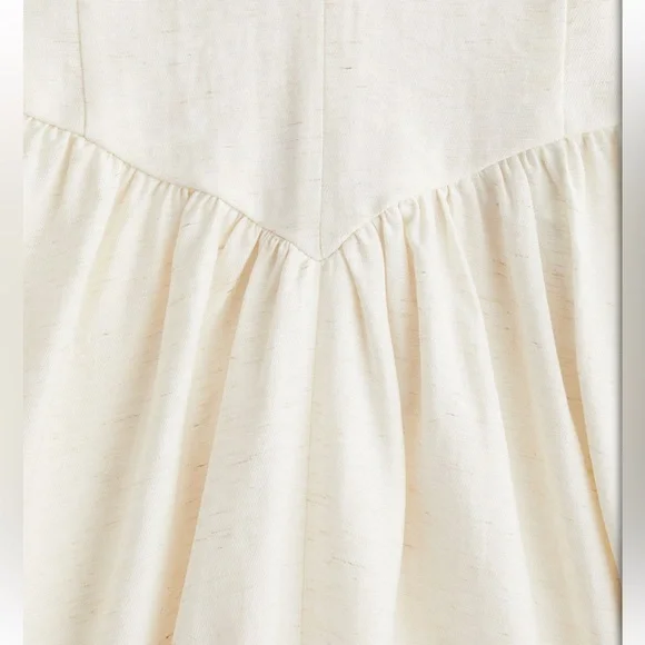 NWT H&M Elegant Cream Spaghetti Strap Dress size Medium linen blend - Picture 4 of 13